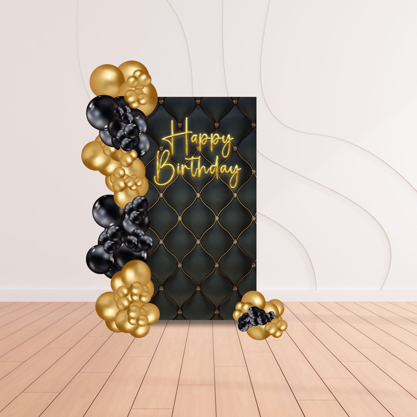 6 ft Personalized Foam Board Backdrop with 8 ft Organic Balloon Garland – Custom Colors & Design | Kathy Rodri Events